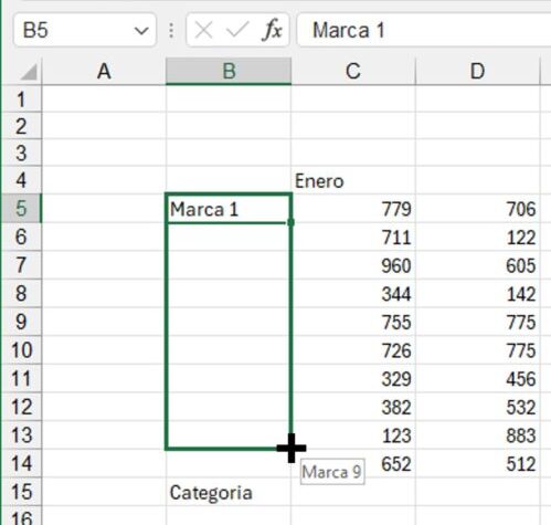 Relleno en serie con el mouse